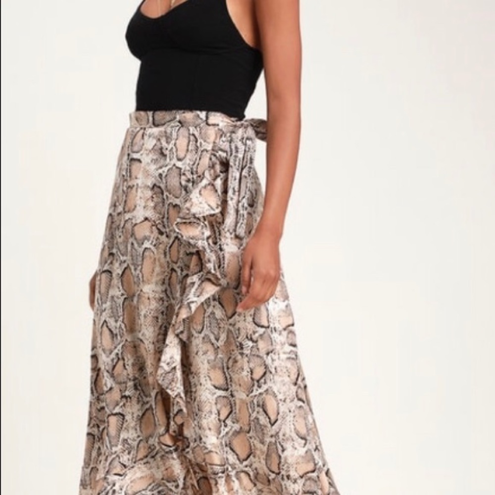 Lulus snake print wrap skirt
